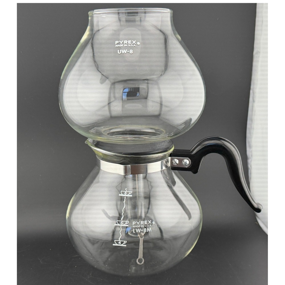 Vintage Pyrex Vacuum Coffee Maker: UW-8, LW-8M, 8 Cup, Glass Siphon Brewer, USA